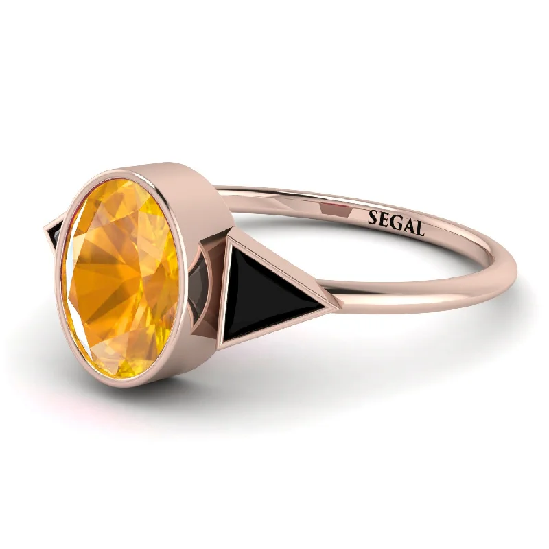 Men’s Engagement Rings-Geometrical Bezel Yellow Diamond Ring - Trinity No. 1008