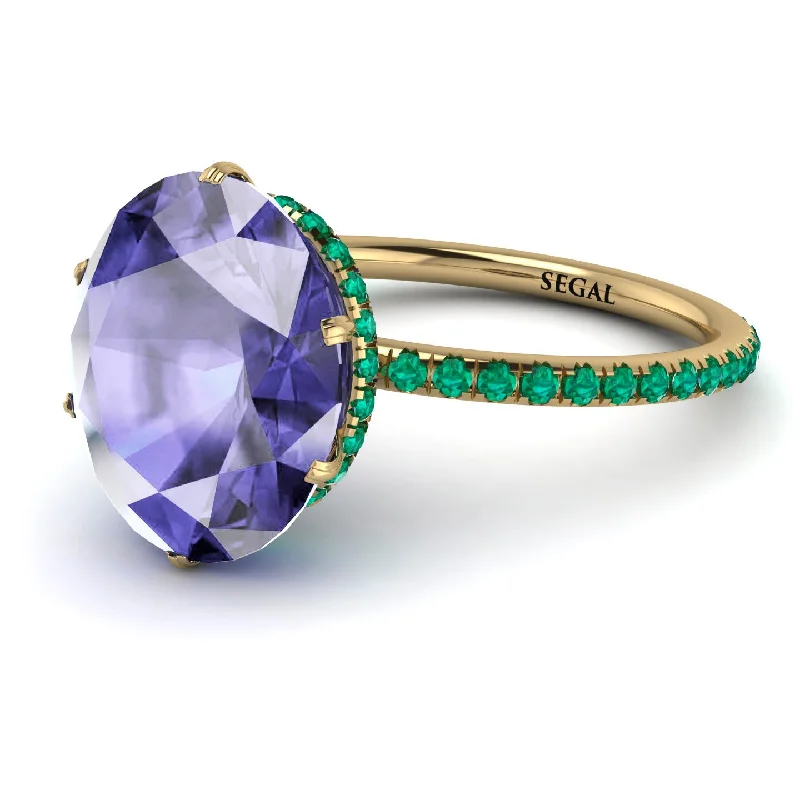 Classic Engagement Ring Bands-Hidden Halo Oval Tanzanite Engagement Ring - Gemma No. 204