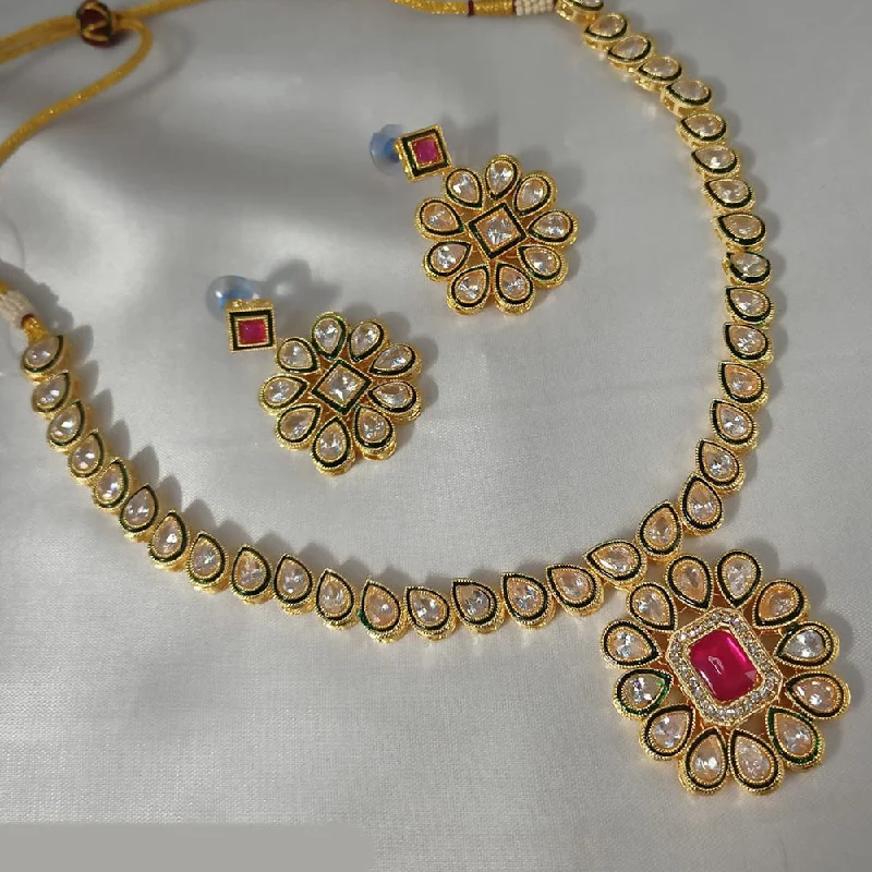 Colorful Necklace Pendants-Padmawati Bangles Gold Plated Crystal Stone Necklace Set