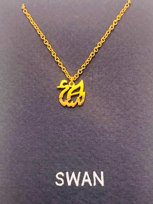 Minimalist Silver Necklaces-Swan in English Petit Necklace