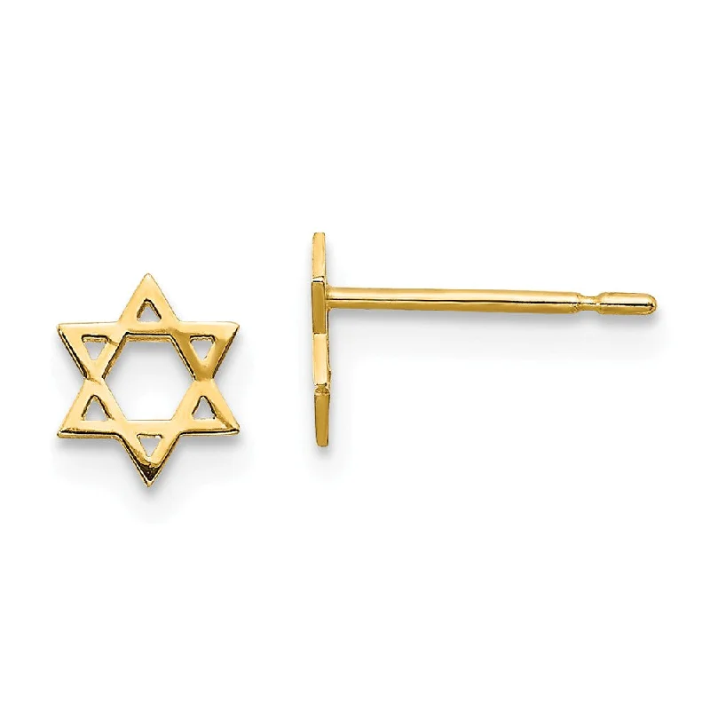 Beautiful Hoop Earrings-Kids 5mm Child's Star of David Post Earrings in 14k Yellow Gold