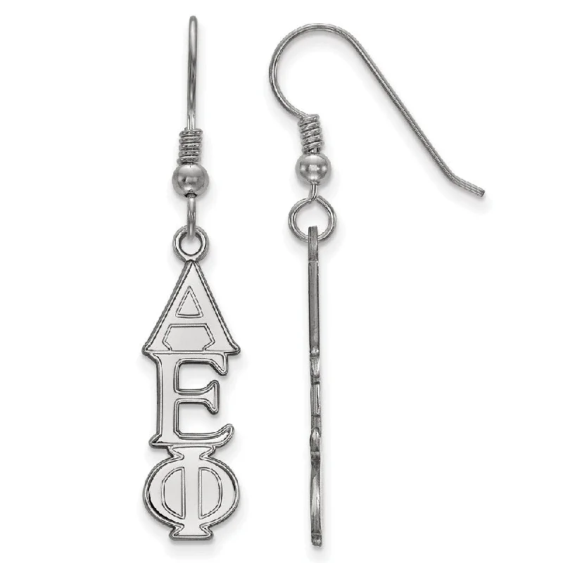 Comfortable Hoop Earrings-Sterling Silver Alpha Epsilon Phi Dangle Medium Earrings