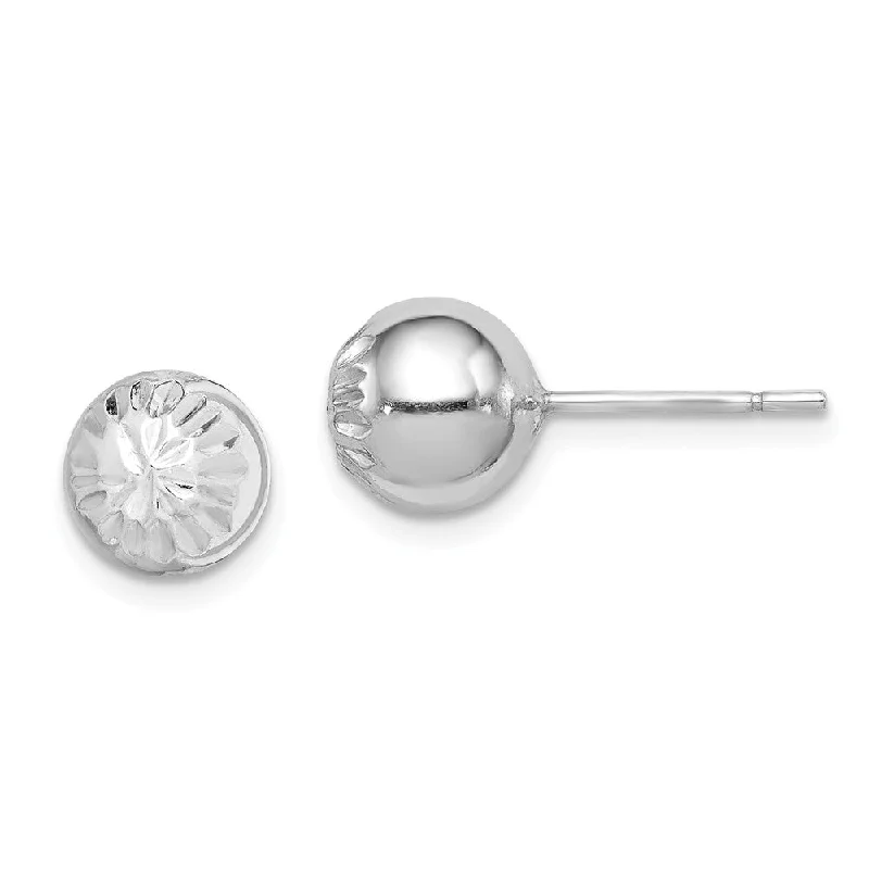 Elegant Gemstone Earrings-8mm Diamond Cut Ball Post Earrings in Sterling Silver