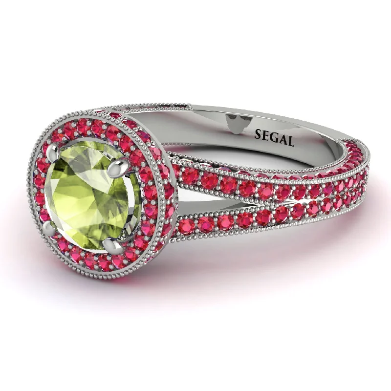 Wedding Ring Bands for Women-Milgrain Round Peridot Engagement Ring - Payton No. 712