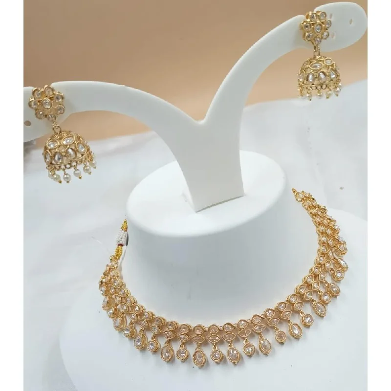 Romantic Crystal Necklaces-Akruti Collection Gold Plated Crystal Stone Necklace Set