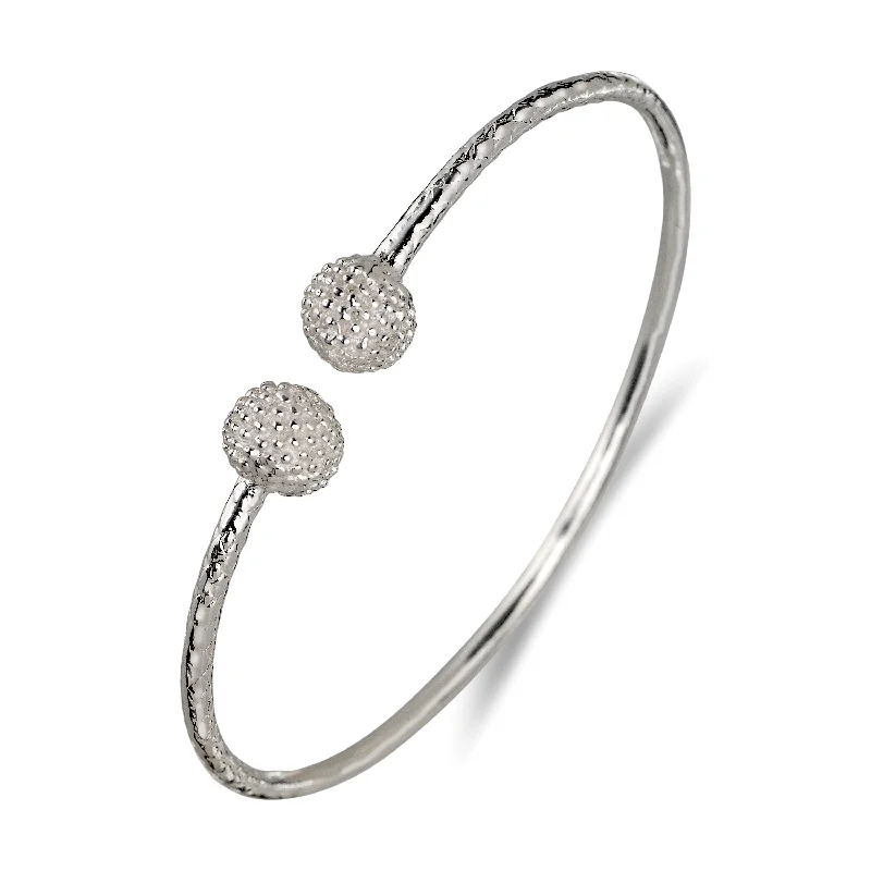 Trendy Bangles for Women-Better Jewelry Textured Ball .925 Sterling Silver West Indian Bangle, 1 piece