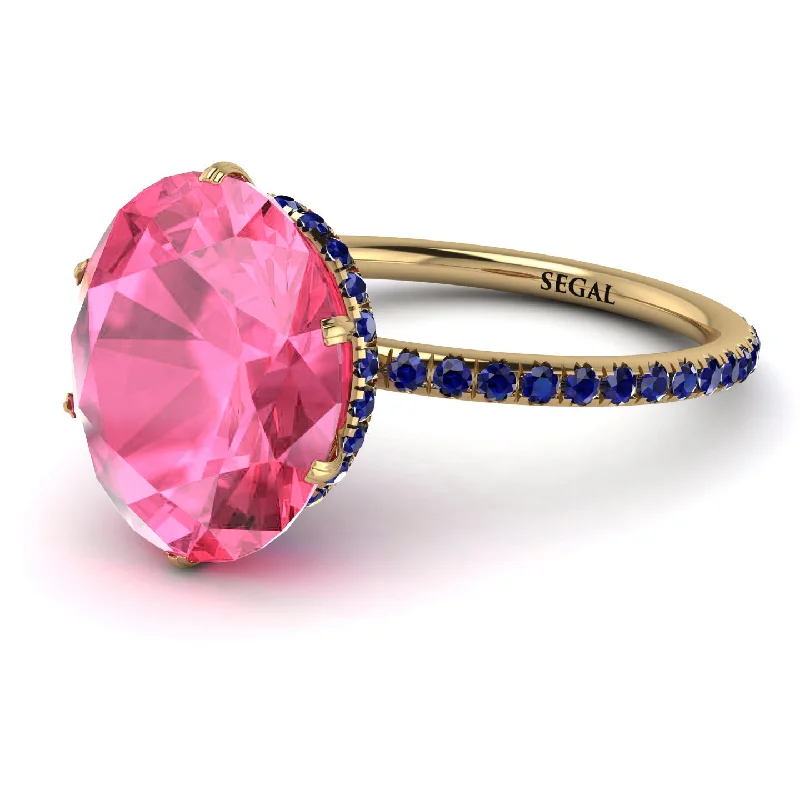 Luxury Wedding Rings for Women-Hidden Halo Oval Pink Moissanite Engagement Ring - Gemma No. 813