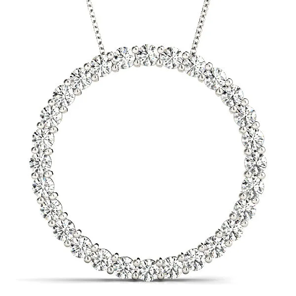 Modern Choker Necklaces-1.26 ctw Diamond Circle Necklace Pendant Shared Prong Set