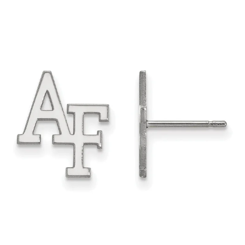 Statement Earrings-14k White Gold Air Force Academy Post Earrings