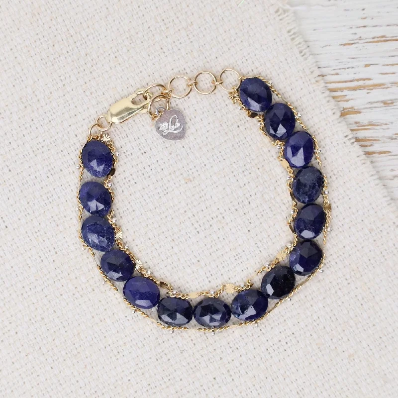 Sparkling Wedding Bracelets-Blue Sapphire Helix Bracelet