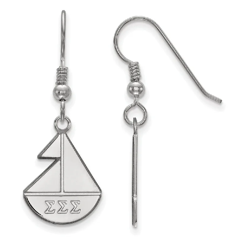 Artistic Earrings-Sterling Silver Sigma Sigma Sigma Small Dangle Earrings