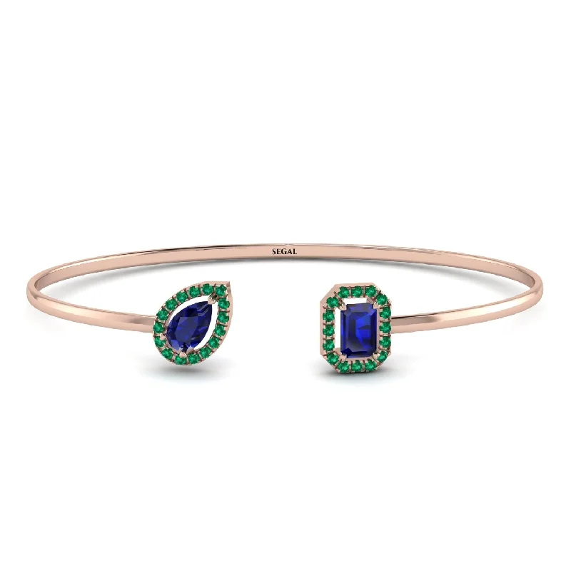 Modern Gold Bracelets-Geometric Pearl And Emerald Sapphire Bracelet - Catherine No. 29