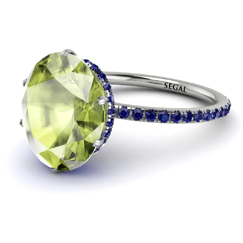 Beautiful Wedding Rings-Hidden Halo Oval Peridot Engagement Ring - Gemma No. 715