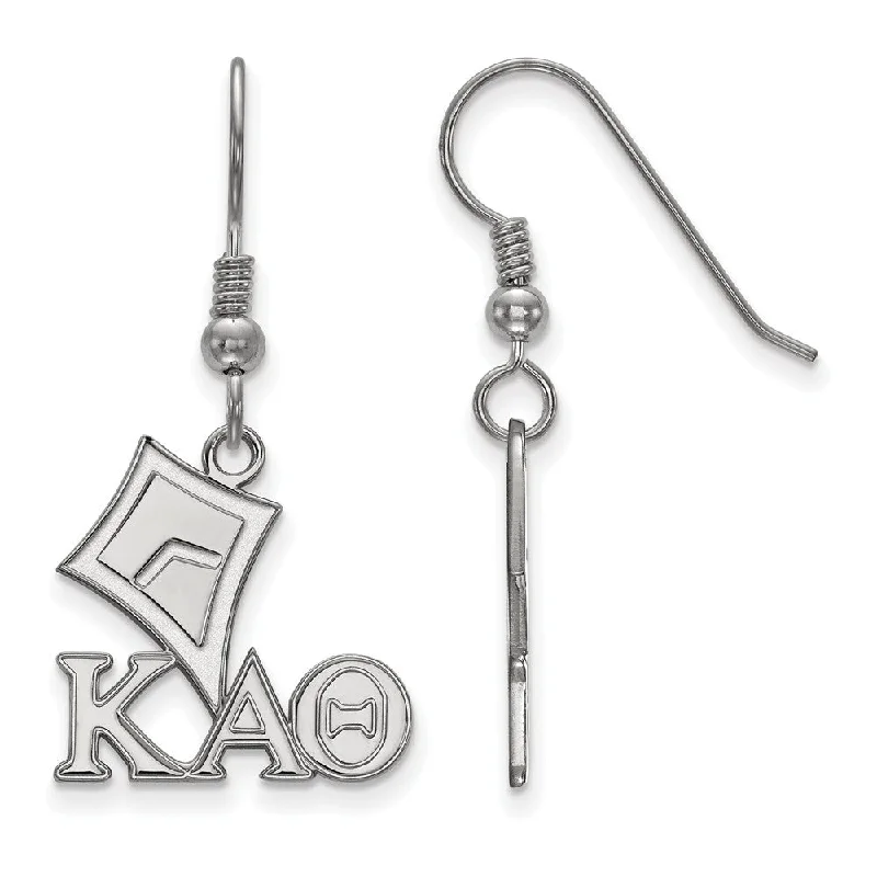 Vintage Style Stud Earrings-Sterling Silver Kappa Alpha Theta Small Dangle Earrings