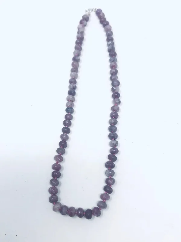 Elegant Diamond Necklaces-Lepidolite Knotted Necklace