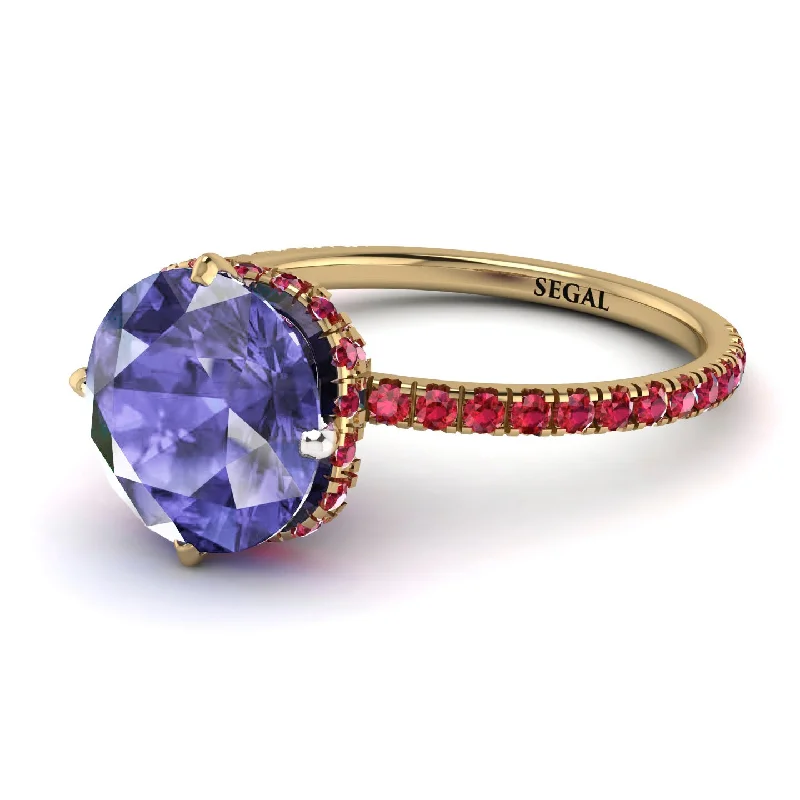 Beautiful Diamond Rings-Double Hidden Halo Tanzanite Engagement Ring - Angelina No. 210