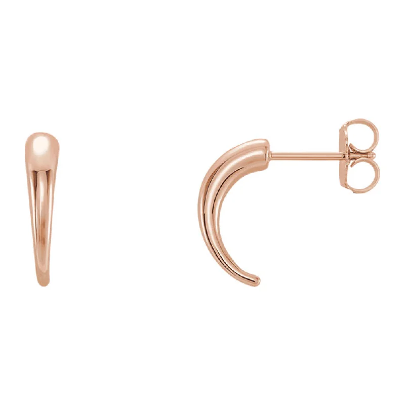 Gold Dangle Earrings-3 x 13mm (1/8 x 1/2 Inch) 14k Rose Gold Small Tapered J-Hoop Earrings