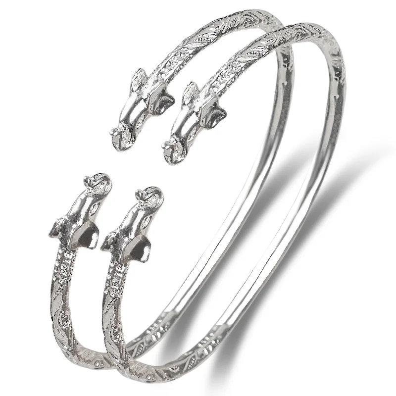 Delicate Wedding Bangles-Better Jewelry Elephant .925 Sterling Silver West Indian Bangles, 1 pair