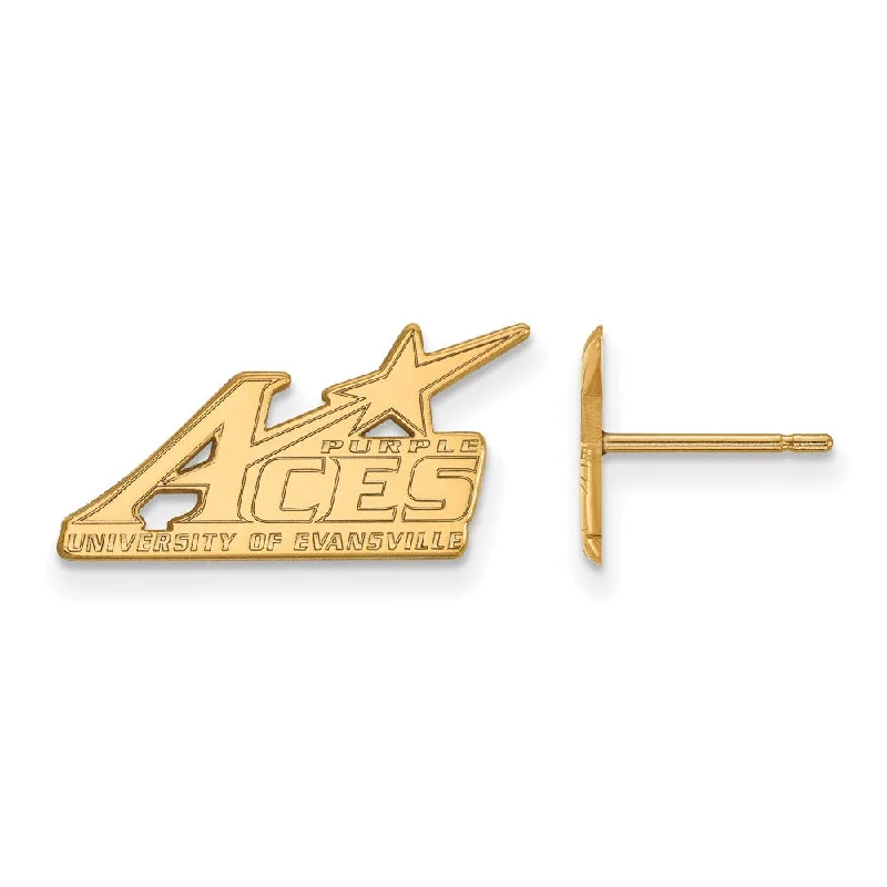 High-End Gold Earrings-14k Gold Plated Silver University of Evansville Post Earrings