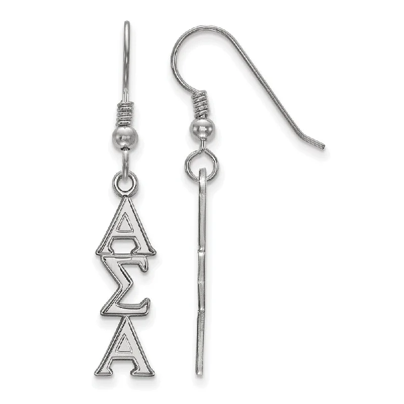 Large Statement Earrings-Sterling Silver Alpha Sigma Alpha Dangle Medium Earrings