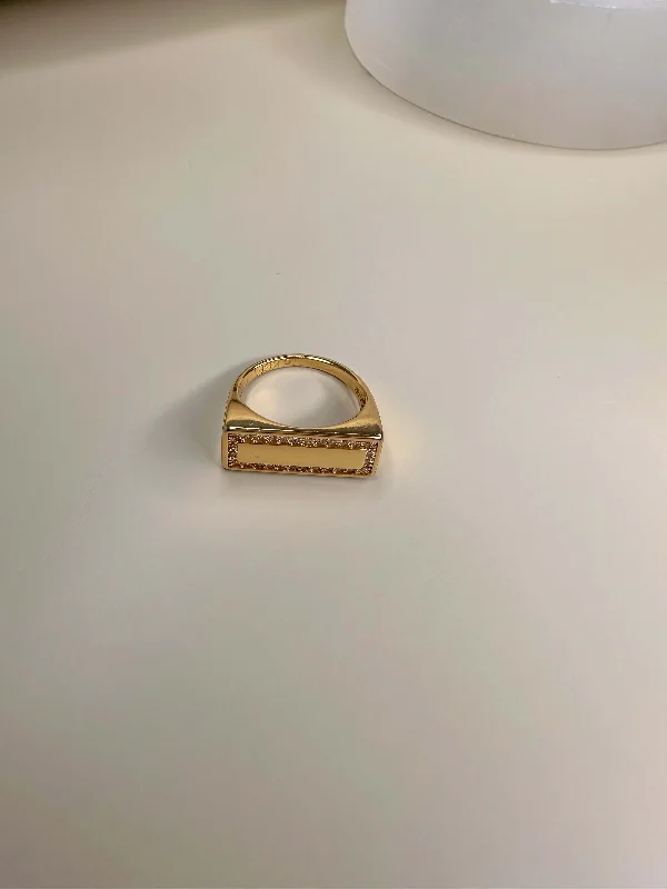 Custom Name Rings-Velani Flat Top Ring with CZ