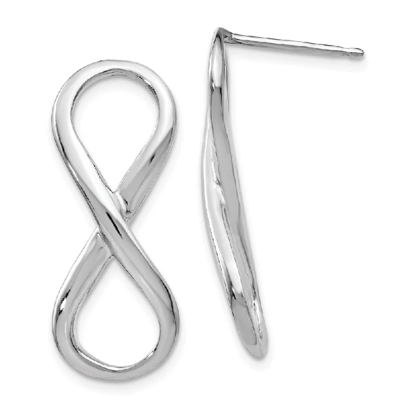 Long Earrings for Women-Polished Infinity Symbol Post Earrings in Sterling Silver, 28mm