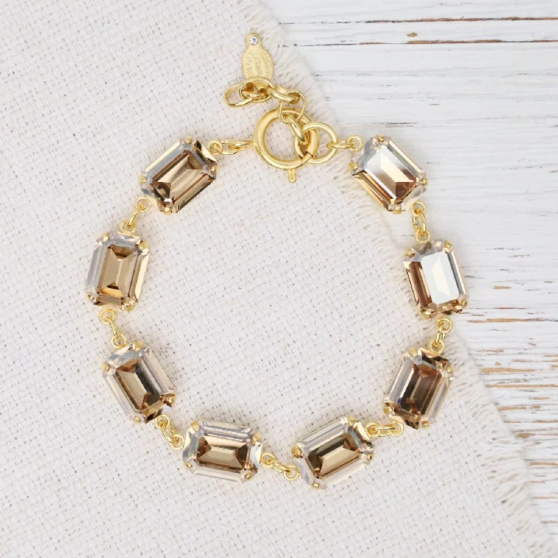 Unique Gemstone Bracelets-Champagne Rectangle Crystal Bracelet