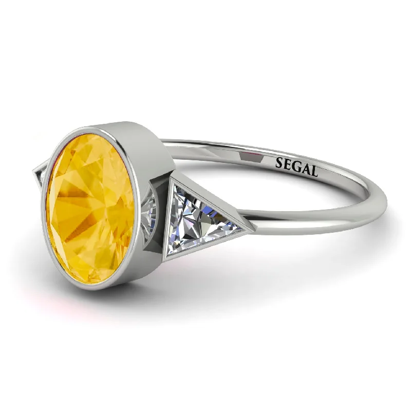 Bold Statement Wedding Rings-Geometrical Bezel Citrine Ring - Trinity No. 603