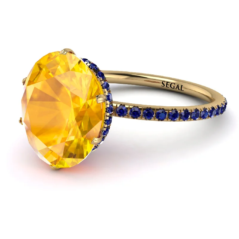 Unique Gold Rings-Hidden Halo Oval Yellow Diamond Engagement Ring - Gemma No. 1013