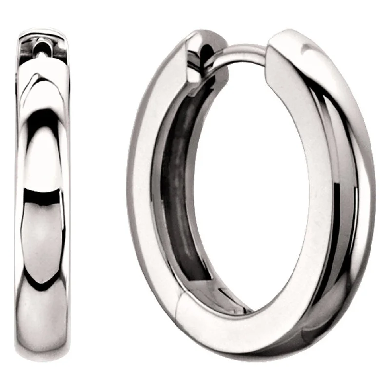 Beautiful Silver Earrings-3 x 17.5mm (1/8 x 5/8 Inch) 14k White Gold Hinged Round Hoop Earrings