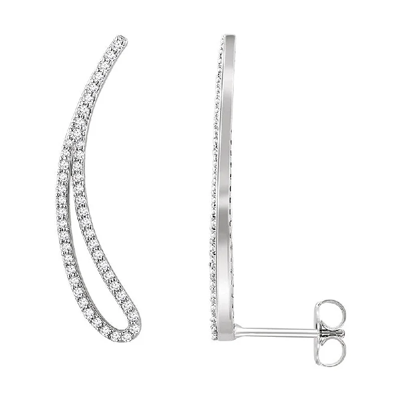 Trendy Ear Cuffs-5.5mm x 21mm 14k White Gold 1/4 CTW (H-I, I1) Diamond Ear Climbers