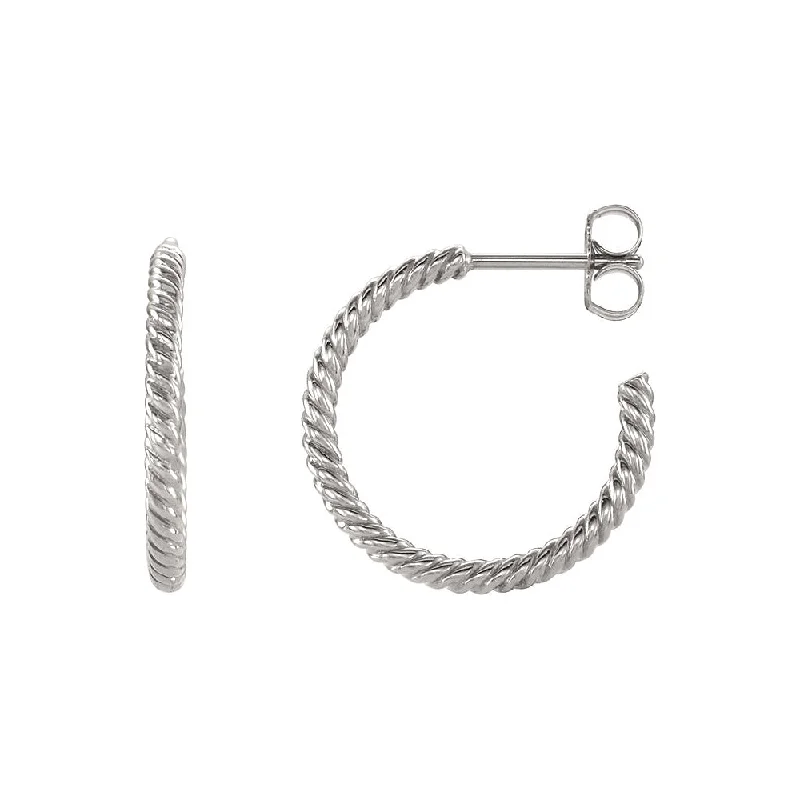 Silver Dangle Earrings-Rope Hoop Earrings in Continuum Sterling Silver, 17mm (5/8 Inch)