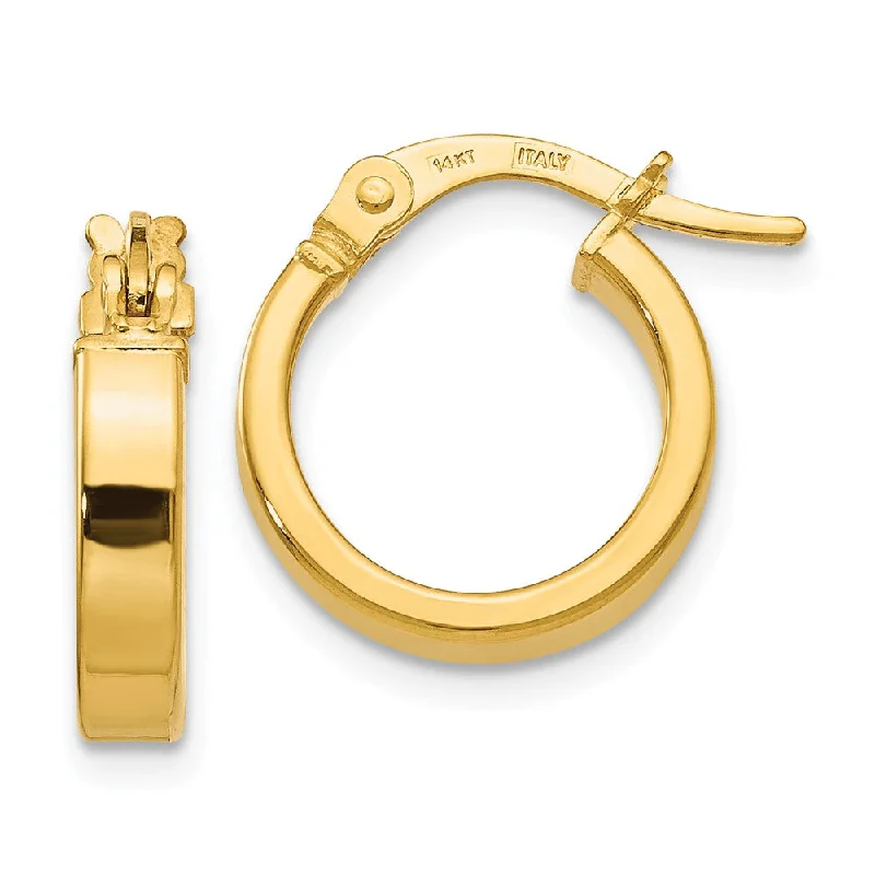 Contemporary Earrings-3mm x 13.5mm (1/2 Inch) Polished 14k Yellow Gold Huggie Style Hoops