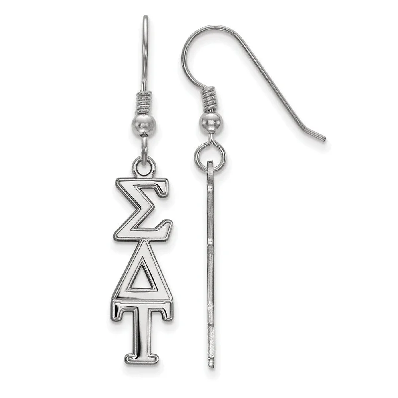 Long Dangle Earrings-Sterling Silver Sigma Delta Tau Dangle Medium Earrings