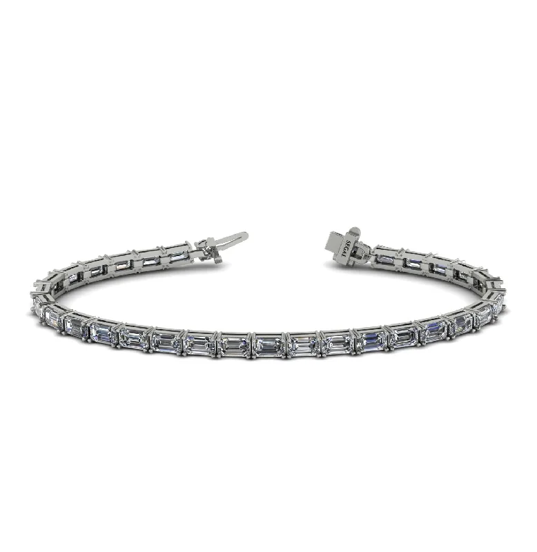 Wedding Bangle Bracelets-Emerald Cut Diamond Tennis Bracelet - Rachel No. 3