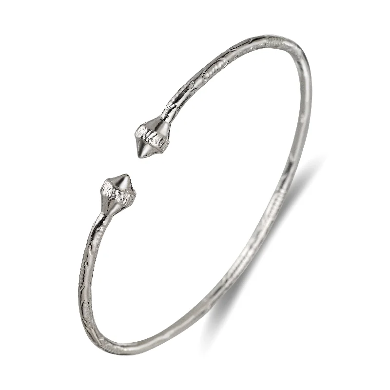 Luxury Wedding Bangles-Elegant Pointy Ridged Belt .925 Sterling Silver West Indian Bangle, 1 piece