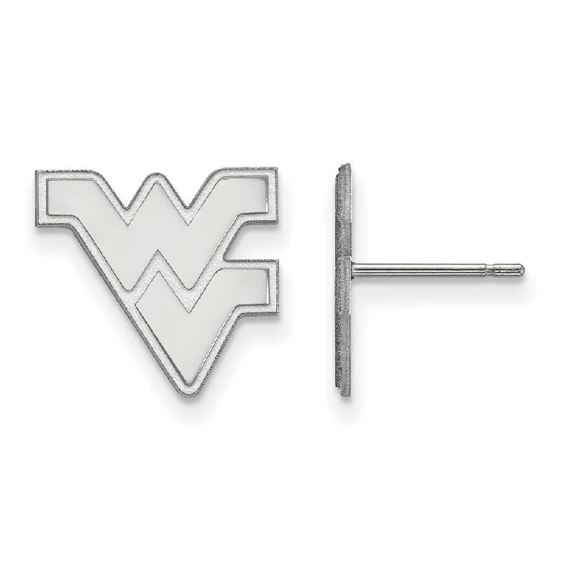 Unique Drop Earrings-14k White Gold West Virginia University Small Post Earrings