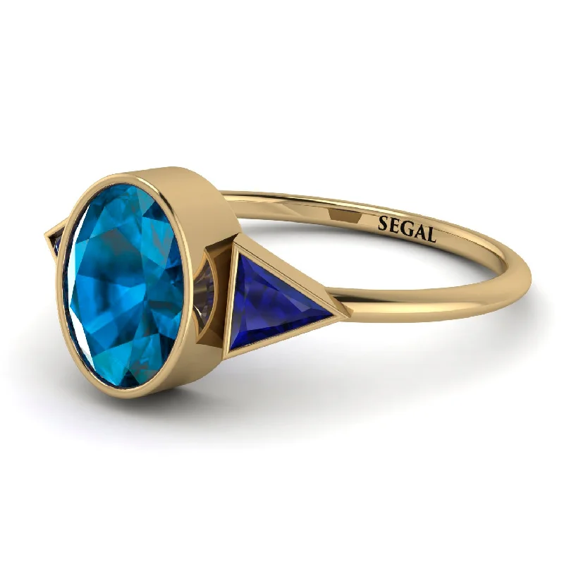 Engagement Rings with Colored Stones-Geometrical Bezel Blue Topaz Ring - Trinity No. 513