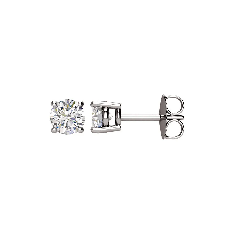 Simple Hoop Earrings-Round 1.0 Cttw Basket Style Diamond Stud Earrings in 14k White Gold