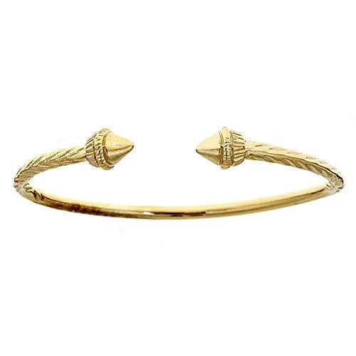 Dainty Gold Bangles-Better Jewelry 10K Yellow Gold West Indian Bangle w. Spear Ends