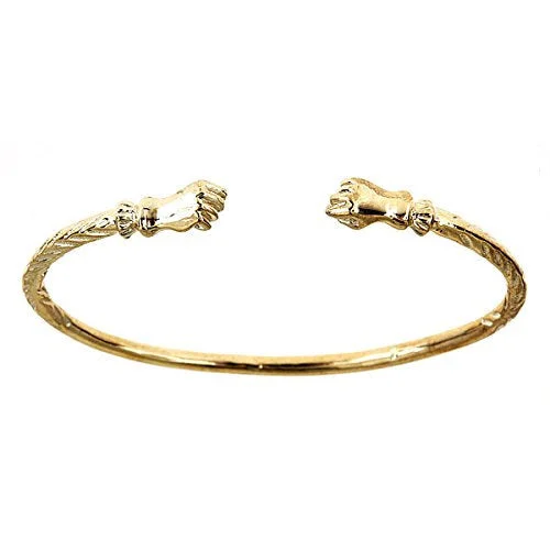 Large Statement Bangles-14K Yellow Gold West Indian Bangle w. Fist Ends