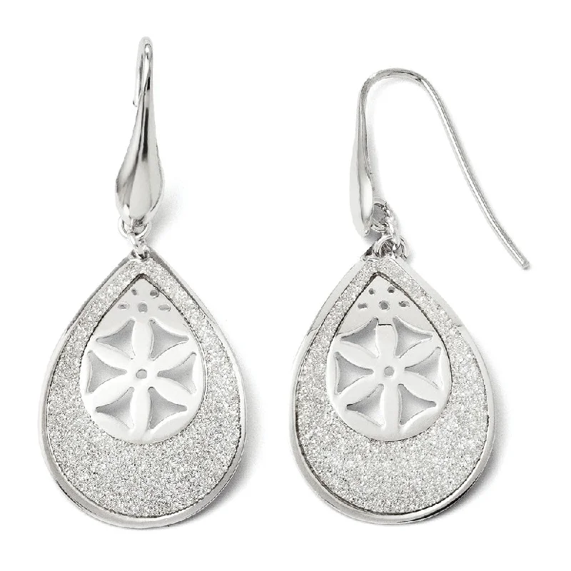 Stylish Stud Earrings for Women-Glitter and Floral Teardrop Dangle Earrings in Sterling Silver