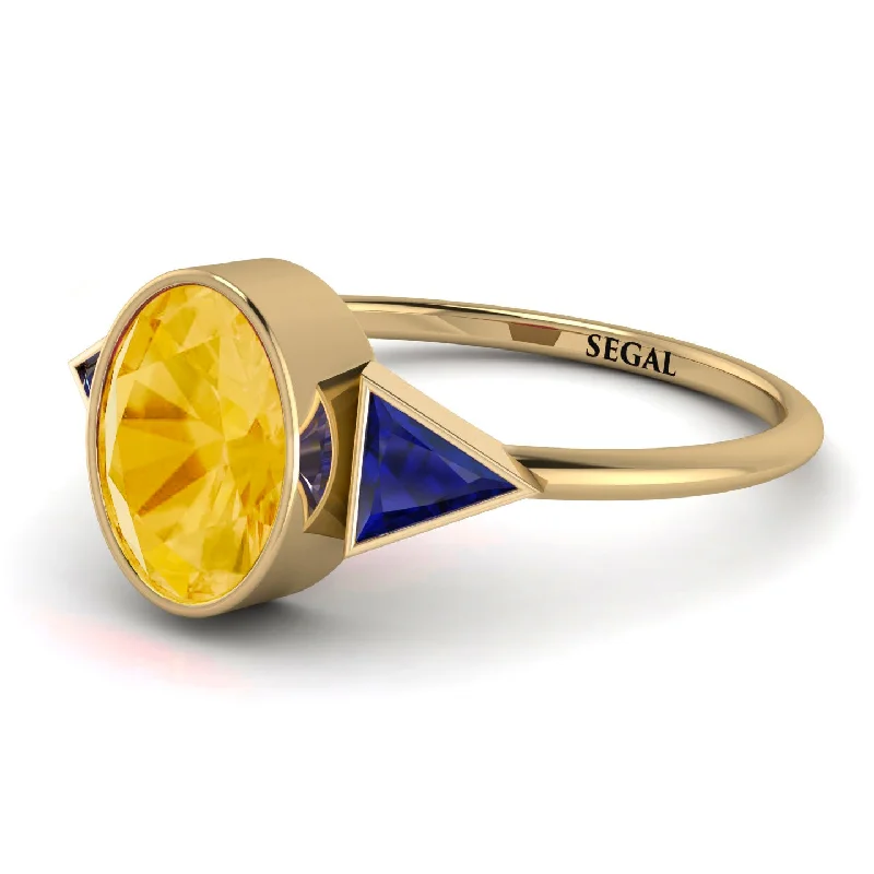 Trendy Rings for Men-Geometrical Bezel Citrine Ring - Trinity No. 613