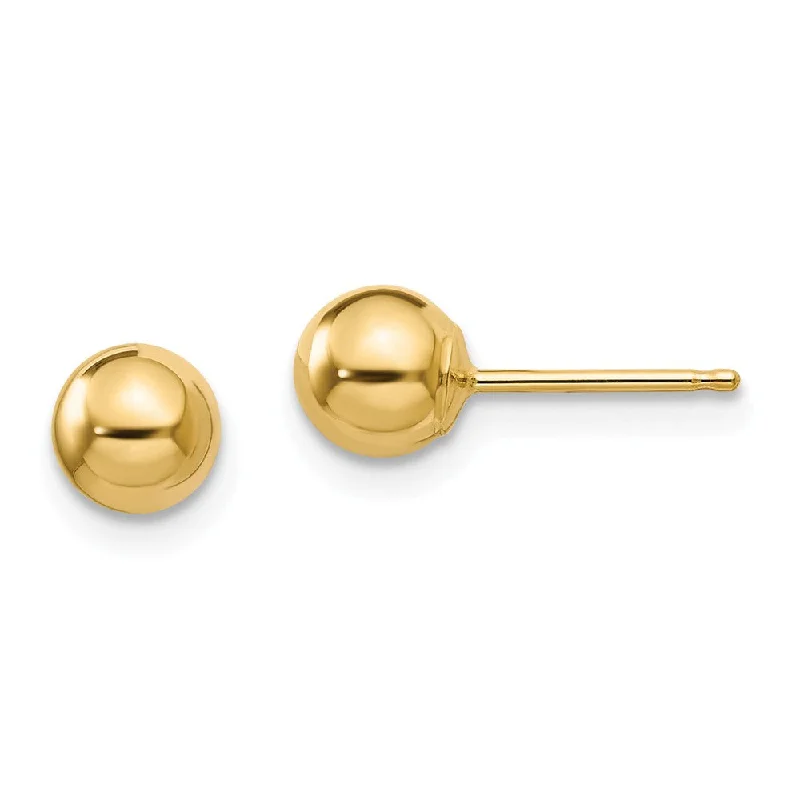 Elegant Silver Earrings-5mm Polished Ball Friction Back Stud Earrings in 14k Yellow Gold