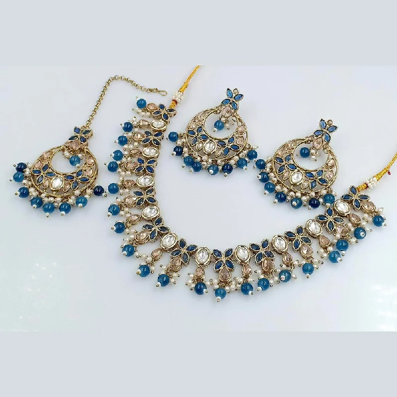 Adjustable Necklaces-Rani Sati Jewels Gold Plated Crystal Stone Necklace Set