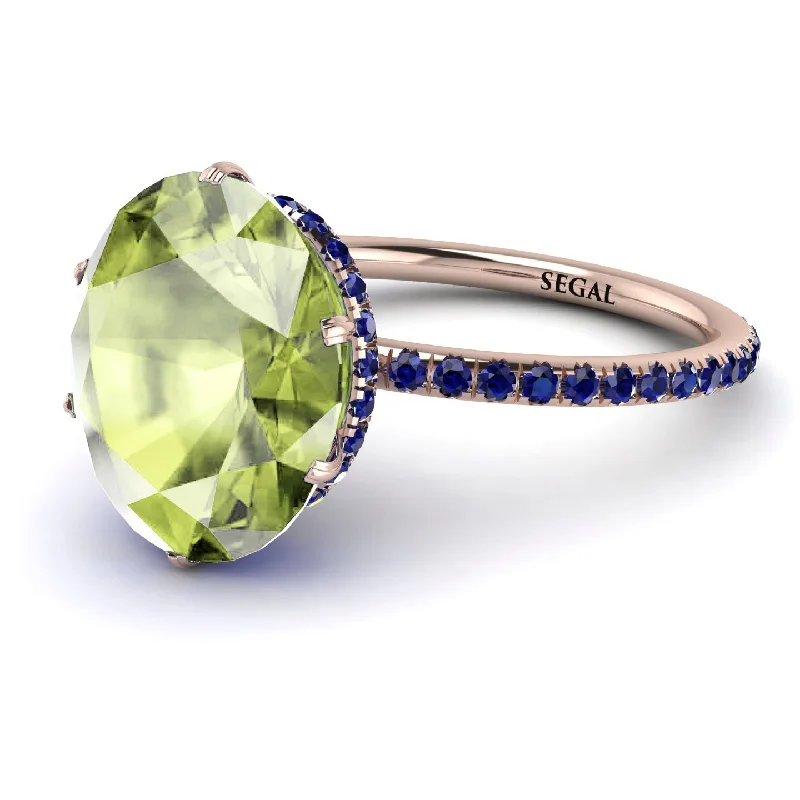 Trendy Engagement Rings-Hidden Halo Oval Peridot Engagement Ring - Gemma No. 714