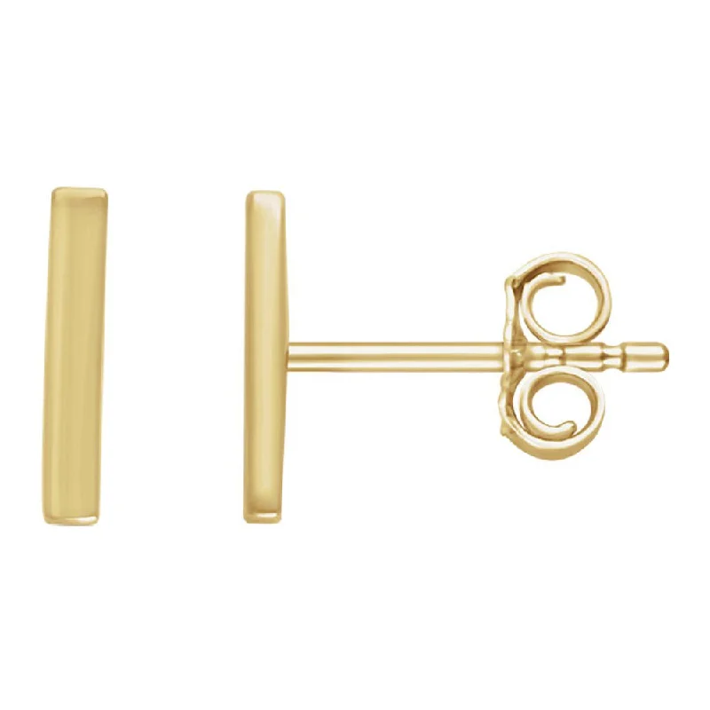 Luxury Drop Earrings-1.8 x 8.7mm (3/8 Inch) 14k Yellow Gold Small Vertical Bar Earrings