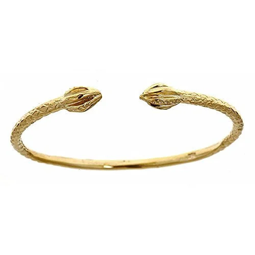 Gold Bangles with Colored Stones-Better Jewelry 14K Yellow Gold BABY West Indian Bangle w. Bulb Ends