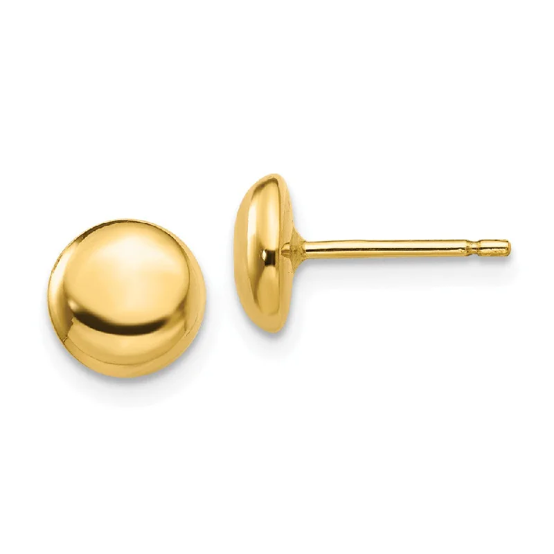 Lightweight Earrings for Women-6mm Polished Half Ball Post Earrings in 14k Yellow Gold