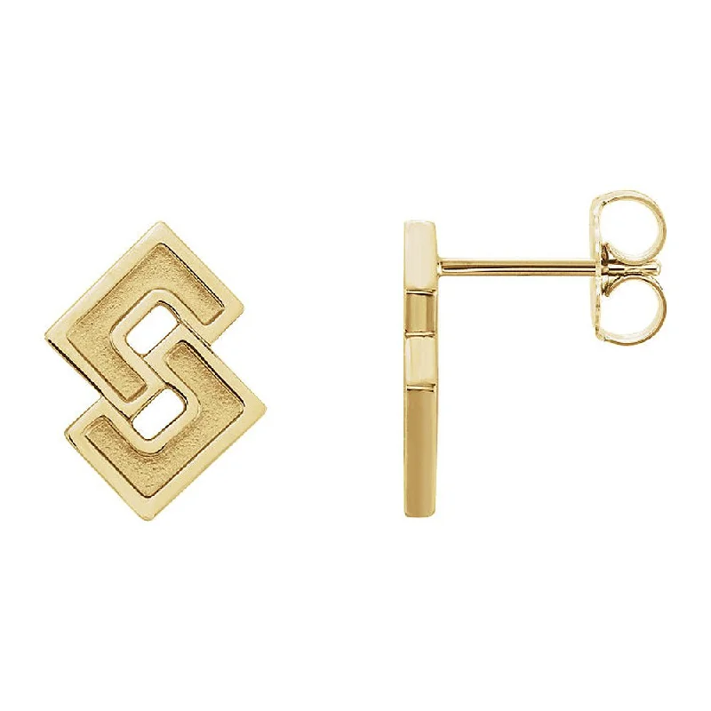 Custom Made Earrings-10 x 12mm (7/16 Inch) 14k Yellow Gold Small Geometric Post Earrings